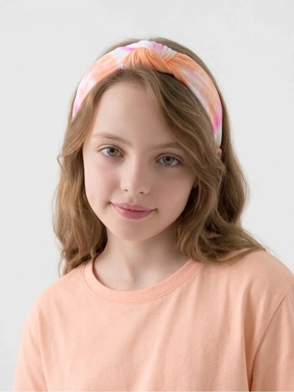Handmade Girls Tie Dye Top Knot Headband Orange Pink Pastel Summer Hair Access